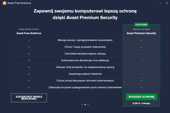 Porównanie Avast Free i Premium