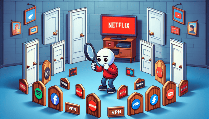 Schemat przedstawiający wybór odpowiedniej usługi VPN do oglądania Netflixa