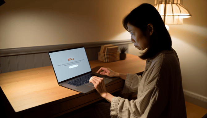 Osoba korzystająca z laptopa z zablokowanym dostępem do Netflixa