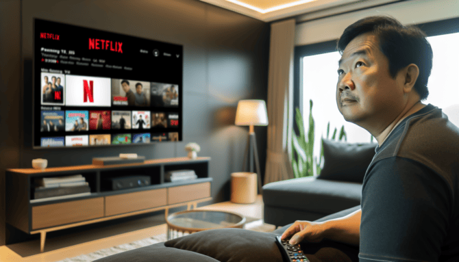 Osoba oglądająca Netflixa na telewizorze za pomocą usługi VPN
