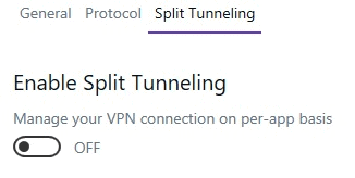 Split Tunneling w Pure VPN